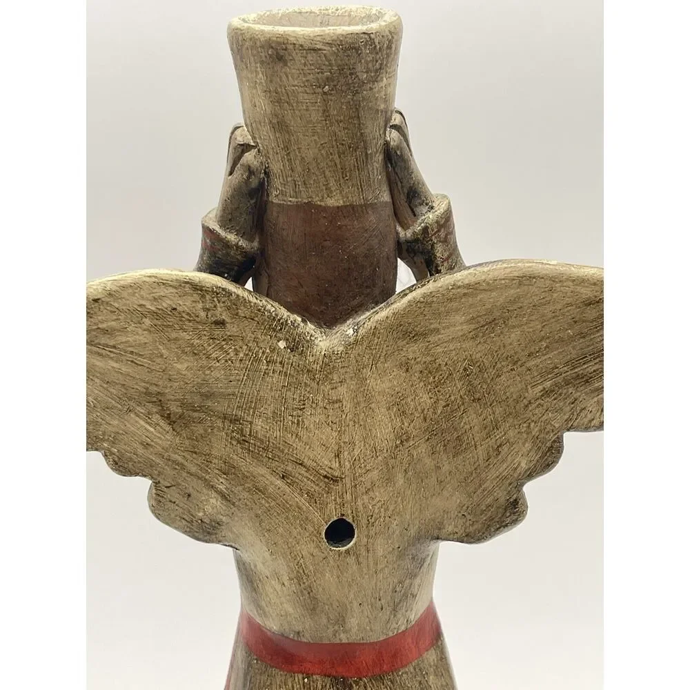 Terracotta‎ Angel Peruvian Style Candleholder Handpainted